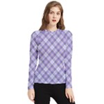 Purple Plaid Tartan 2 Diagonal Women s Long Sleeve Rash Guard