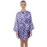 Purple Plaid Tartan 2 Diagonal Long Sleeve Satin Kimono