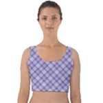 Purple Plaid Tartan 2 Diagonal Velvet Crop Top