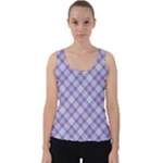 Purple Plaid Tartan 2 Diagonal Velvet Tank Top