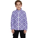 Purple Plaid Tartan 2 Diagonal Kids  High Neck Windbreaker