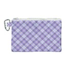 Purple Plaid Tartan 2 Diagonal Canvas Cosmetic Bag (Medium)