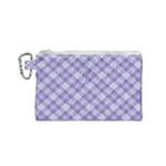 Purple Plaid Tartan 2 Diagonal Canvas Cosmetic Bag (Small)