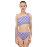 Purple Plaid Tartan 2 Diagonal Spliced Up Two Piece Swimsuit