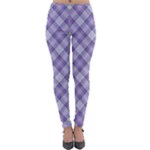 Purple Plaid Tartan 2 Diagonal Lightweight Velour Leggings