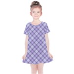 Purple Plaid Tartan 2 Diagonal Kids  Simple Cotton Dress