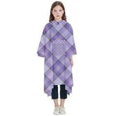 Purple Plaid Tartan 2 Diagonal Kids  Hooded Rain Ponchos from ArtsNow.com