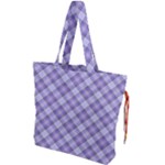 Purple Plaid Tartan 2 Diagonal Drawstring Tote Bag