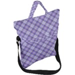 Purple Plaid Tartan 2 Diagonal Fold Over Handle Tote Bag