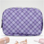 Purple Plaid Tartan 2 Diagonal Make Up Pouch (Small)