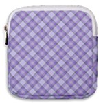 Purple Plaid Tartan 2 Diagonal Mini Square Pouch