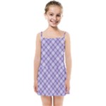 Purple Plaid Tartan 2 Diagonal Kids  Summer Sun Dress