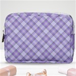 Purple Plaid Tartan 2 Diagonal Make Up Pouch (Medium)