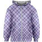 Purple Plaid Tartan 2 Diagonal Kids  Zipper Hoodie Without Drawstring