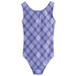 Purple Plaid Tartan 2 Diagonal Kids  Cut-Out Back One Piece Swimsuit