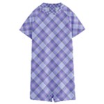 Purple Plaid Tartan 2 Diagonal Kids  Boyleg Half Suit Swimwear