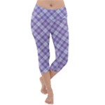 Purple Plaid Tartan 2 Diagonal Lightweight Velour Capri Yoga Leggings