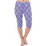 Purple Plaid Tartan 2 Diagonal Lightweight Velour Cropped Yoga Leggings