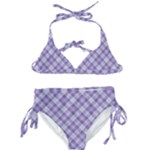 Purple Plaid Tartan 2 Diagonal Kids  Classic Bikini Set