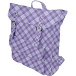 Purple Plaid Tartan 2 Diagonal Buckle Up Backpack