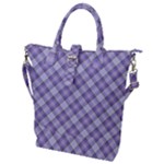 Purple Plaid Tartan 2 Diagonal Buckle Top Tote Bag