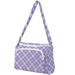 Purple Plaid Tartan 2 Diagonal Front Pocket Crossbody Bag