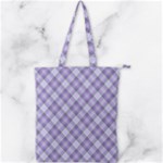 Purple Plaid Tartan 2 Diagonal Double Zip Up Tote Bag