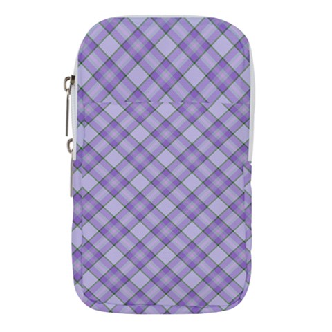 Purple Plaid Tartan 2 Diagonal Waist Pouch (Small) from ArtsNow.com