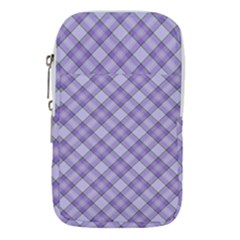 Purple Plaid Tartan 2 Diagonal Waist Pouch (Small) from ArtsNow.com