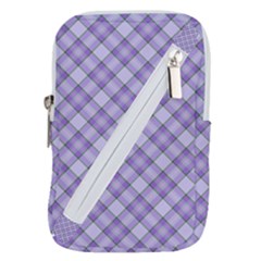 Purple Plaid Tartan 2 Diagonal Belt Pouch Bag (Small) from ArtsNow.com