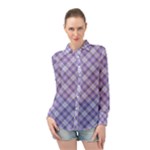 Purple Plaid Tartan 2 Diagonal Long Sleeve Chiffon Shirt