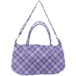 Purple Plaid Tartan 2 Diagonal Removable Strap Handbag