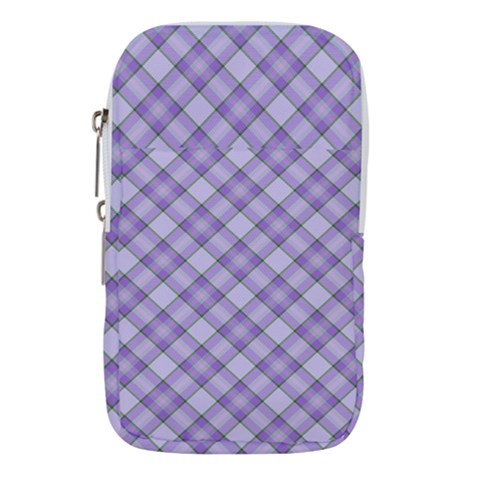 Purple Plaid Tartan 2 Diagonal Waist Pouch (Large) from ArtsNow.com