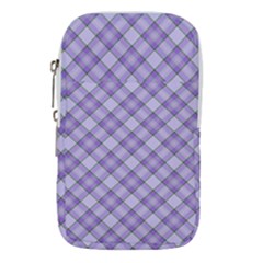 Purple Plaid Tartan 2 Diagonal Waist Pouch (Large) from ArtsNow.com