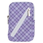 Purple Plaid Tartan 2 Diagonal Belt Pouch Bag (Large)