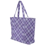 Purple Plaid Tartan 2 Diagonal Zip Up Canvas Bag