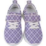 Purple Plaid Tartan 2 Diagonal Kids  Velcro Strap Shoes