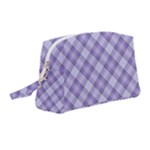 Purple Plaid Tartan 2 Diagonal Wristlet Pouch Bag (Medium)