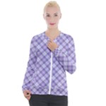 Purple Plaid Tartan 2 Diagonal Casual Zip Up Jacket