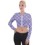 Purple Plaid Tartan 2 Diagonal Long Sleeve Cropped Velvet Jacket