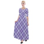 Purple Plaid Tartan 2 Diagonal Half Sleeves Maxi Dress