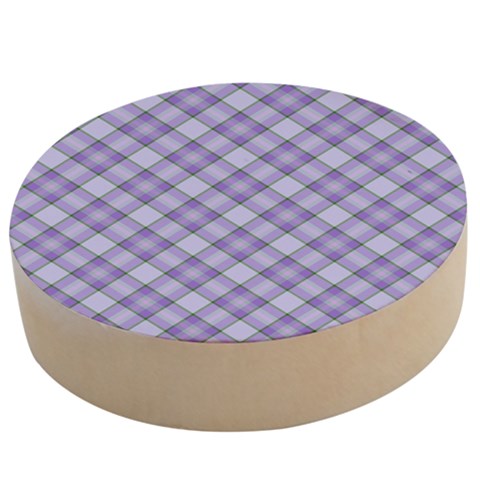 Purple Plaid Tartan 2 Diagonal Wooden Bottle Opener (Round) from ArtsNow.com