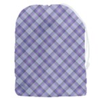 Purple Plaid Tartan 2 Diagonal Drawstring Pouch (3XL)