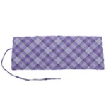 Purple Plaid Tartan 2 Diagonal Roll Up Canvas Pencil Holder (S)