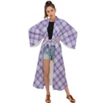 Purple Plaid Tartan 2 Diagonal Maxi Kimono