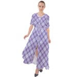 Purple Plaid Tartan 2 Diagonal Waist Tie Boho Maxi Dress