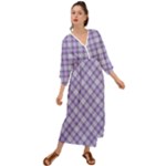 Purple Plaid Tartan 2 Diagonal Grecian Style  Maxi Dress