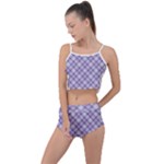 Purple Plaid Tartan 2 Diagonal Summer Cropped Co-Ord Set