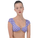 Purple Plaid Tartan 2 Diagonal Cap Sleeve Ring Bikini Top