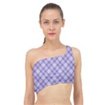 Purple Plaid Tartan 2 Diagonal Spliced Up Bikini Top 